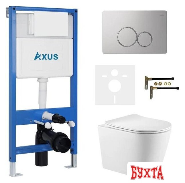 Унитаз подвесной Axus 2380 с инсталляцией 011D и кнопкой 097ES