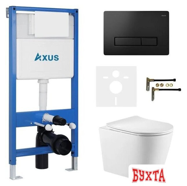 Унитаз подвесной Axus 2380 с инсталляцией 011D и кнопкой 097HDB