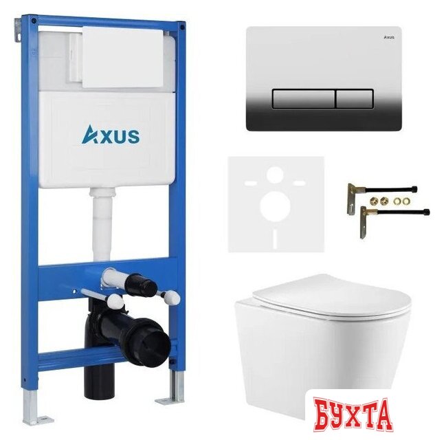 Унитаз подвесной Axus 2380 с инсталляцией 011D и кнопкой 097HDC