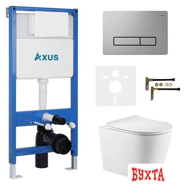 Унитаз подвесной Axus 2380 с инсталляцией 011D и кнопкой 097HDS