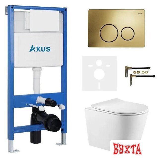 Унитаз подвесной Axus 2380 с инсталляцией 011D и кнопкой 097IG