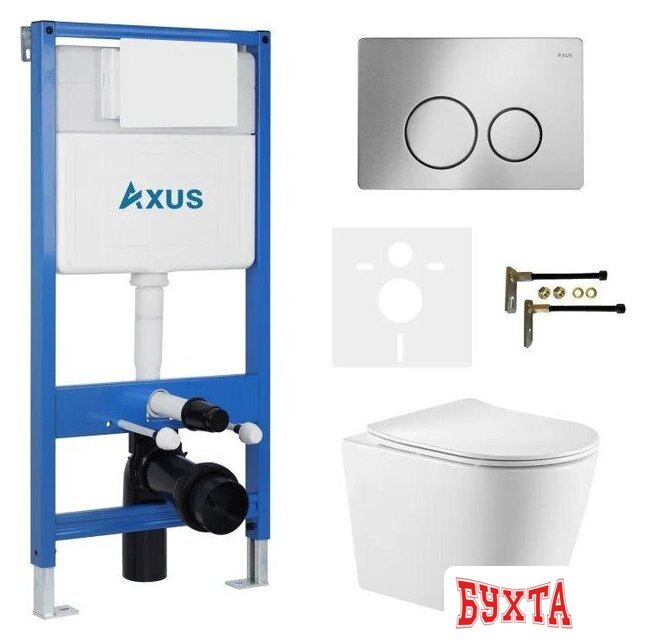 Унитаз подвесной Axus 2380 с инсталляцией 011D и кнопкой 097IS