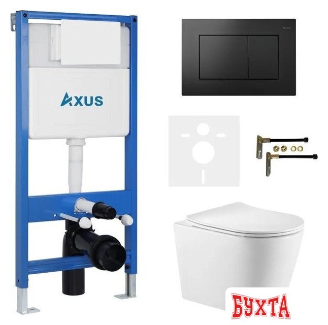 Унитаз подвесной Axus 2380 с инсталляцией 011D и кнопкой 097JB