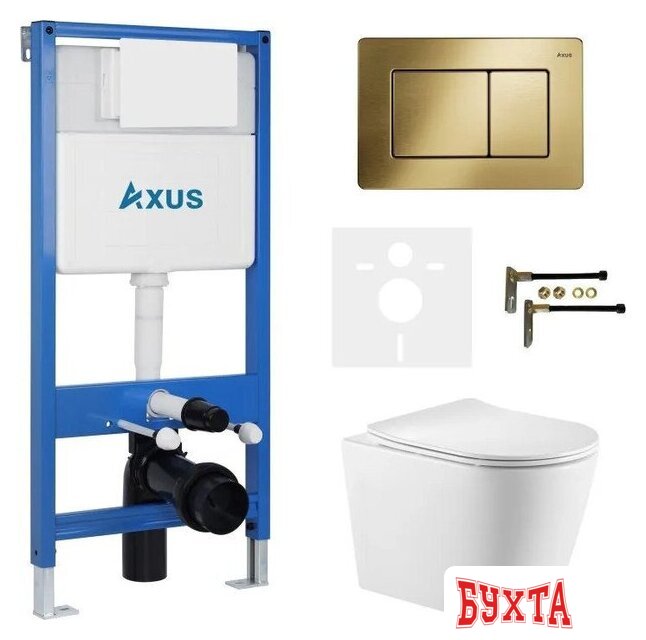 Унитаз подвесной Axus 2380 с инсталляцией 011D и кнопкой 097LG