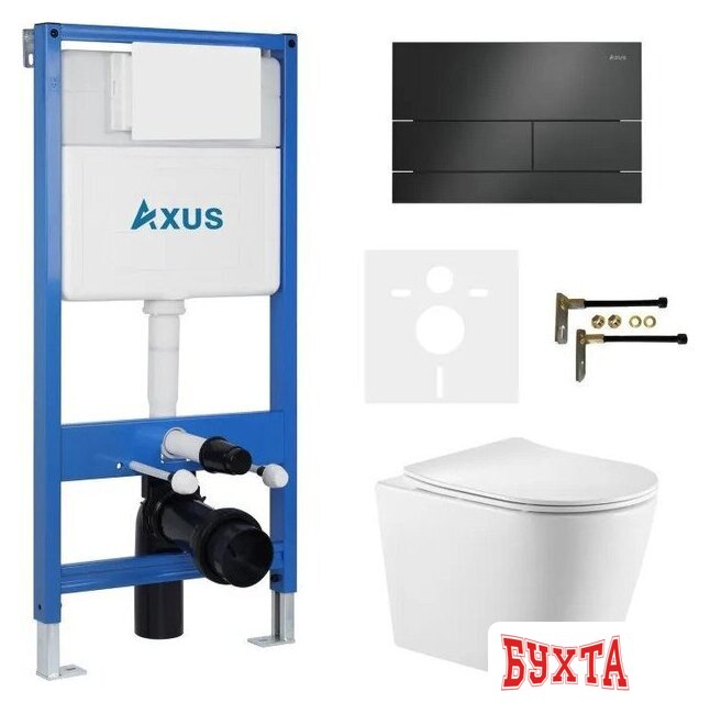 Унитаз подвесной Axus 2380 с инсталляцией 011D и кнопкой 097TB