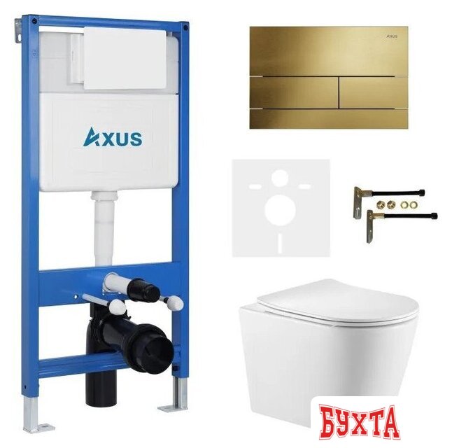 Унитаз подвесной Axus 2380 с инсталляцией 011D и кнопкой 097TG