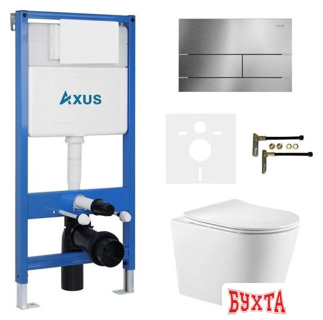 Унитаз подвесной Axus 2380 с инсталляцией 011D и кнопкой 097TS