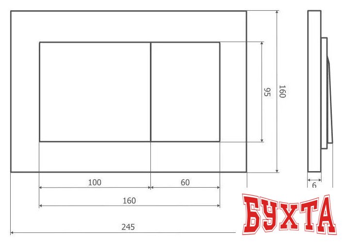 Панель смыва Axus 097LC Slim (хром) 2