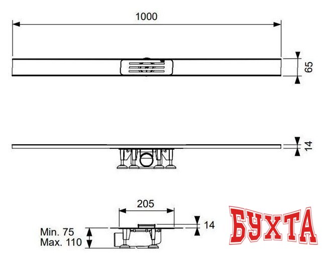 Трап/канал Tece Lineo 15301100 100 см 3
