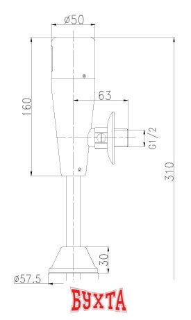 Смывной кран для писсуара Lemark Project LM4654CE 2
