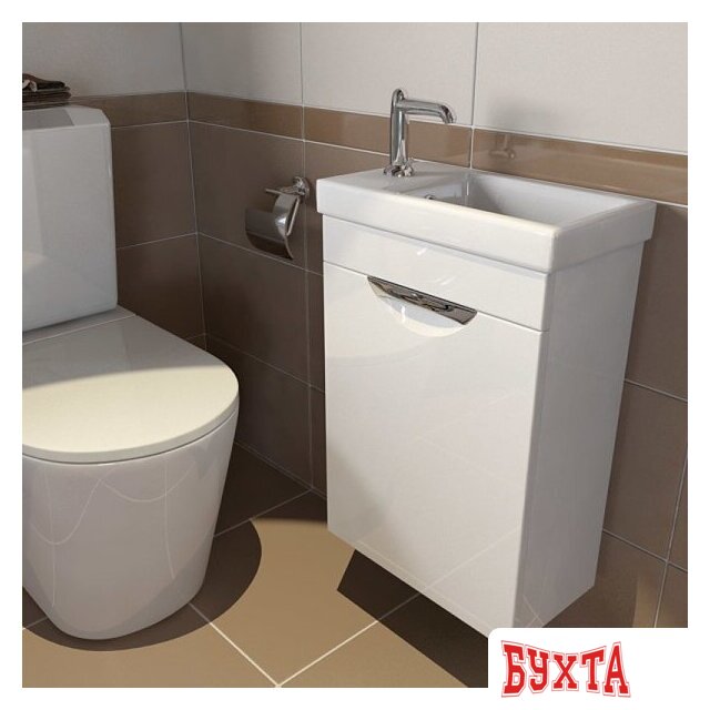 Мебель для ванных комнат Emmy Тумба под умывальник Милли 40 (левый, с ручкой, белый) 2