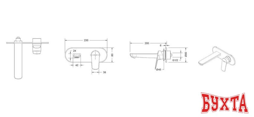 Смеситель без скрытого механизма Bravat P8429564BW-ENG 2