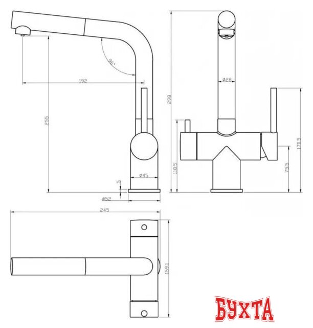 Смеситель Grocenberg GB4097 (графит) 2