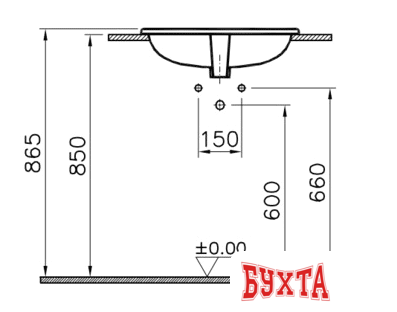 Умывальник Vitra S20 55x45 [5465B003-0001] 3