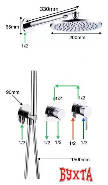 Душевая система Grocenberg GB5090 (хром) 2