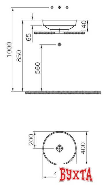 Умывальник Vitra Water Jewels 40x40 4334B003-1361 2