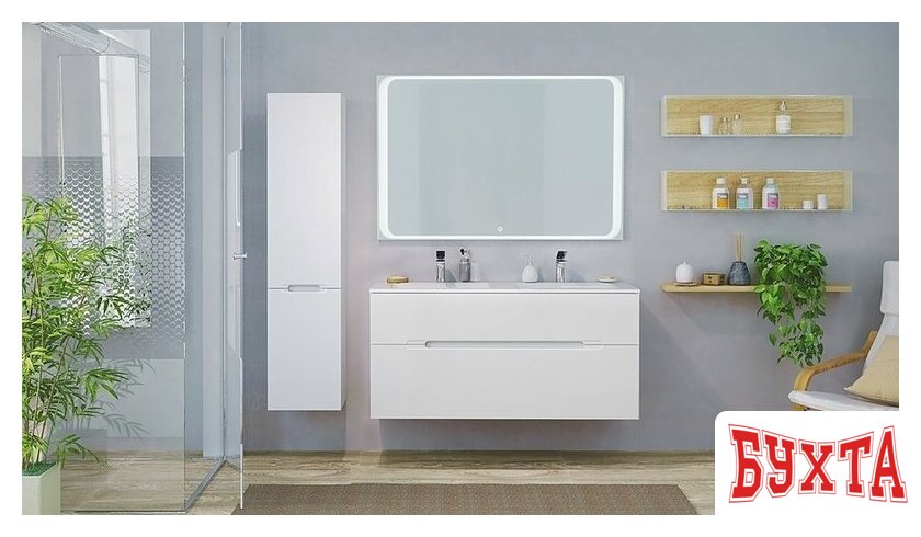 Мебель для ванных комнат Jorno Зеркало Modul 120 Mоl.02.120/W (с подсветкой) 5