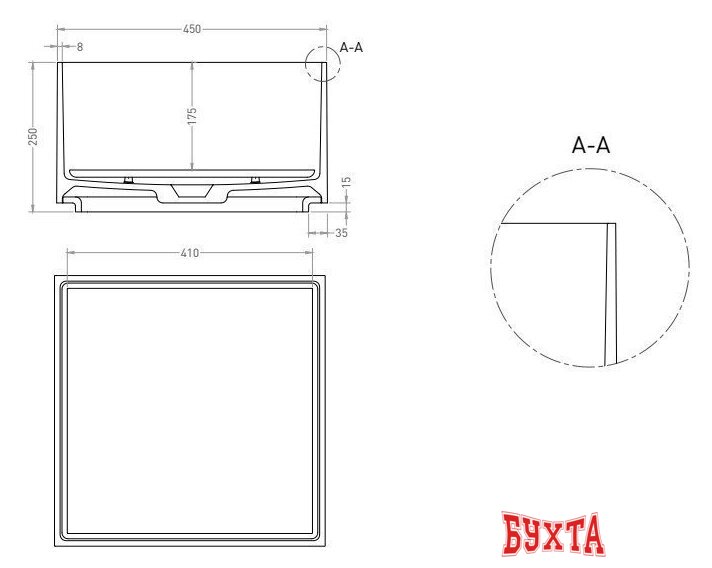 Умывальник Salini Armonia Square 02 130512G (S-Sense, глянцевый) 4