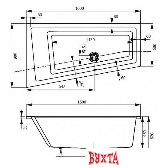 Ванна VagnerPlast Cavallo 160x90 L (с каркасом и экраном) 2