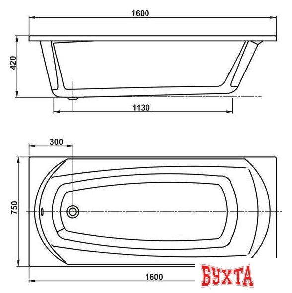 Ванна VagnerPlast Ebony 160х75 3