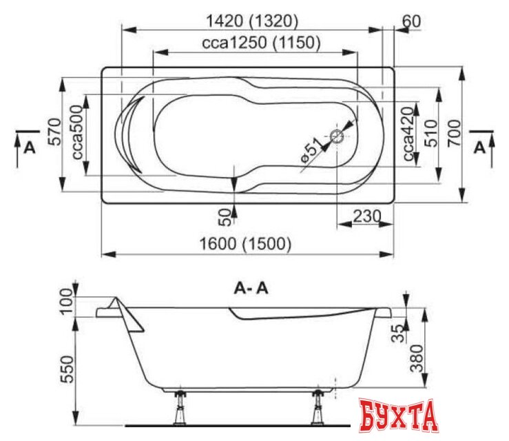 Ванна VagnerPlast Nymfa 160x70 4