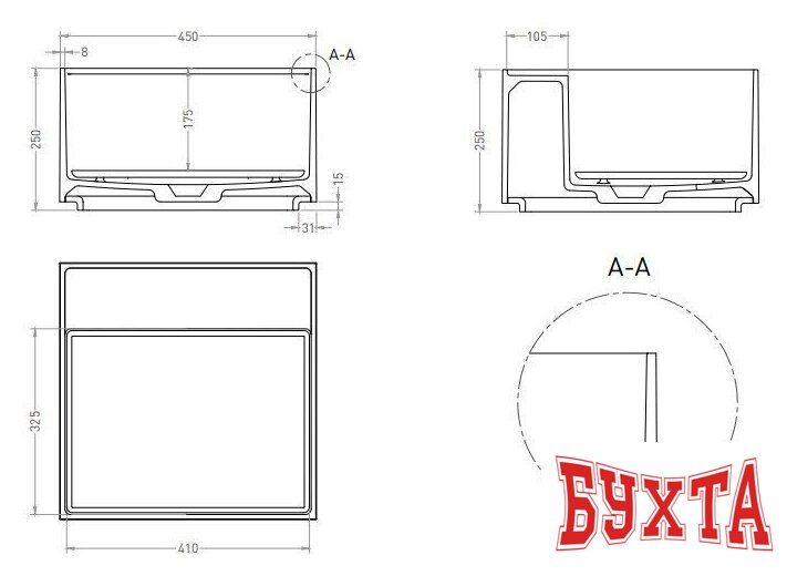 Умывальник Salini Armonia Square Top 02 130512TG (S-Sense, глянцевый) 4