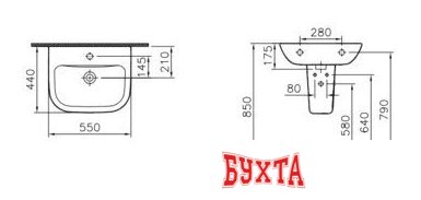 Умывальник Vitra S20 55x46 [5502B003-0001] 2
