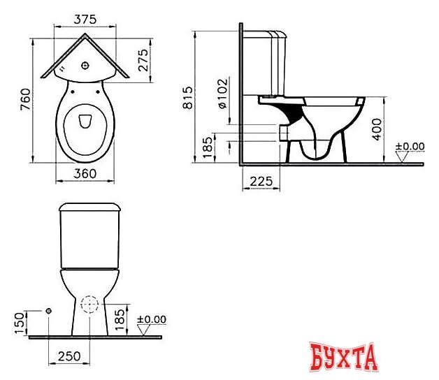 Унитаз напольный Vitra Arkitekt [9754B003-7200] 2