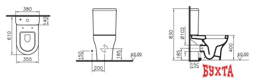 Унитаз напольный Vitra Zentrum 9824b003-7207 2