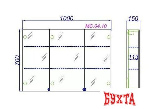Мебель для ванных комнат Aqwella Шкаф с зеркалом Манчестер 100 MC.04.10 2