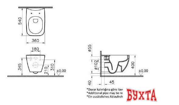 Унитаз подвесной Vitra Shift Rim-Ex 7742B003-0075+191-003-009 5