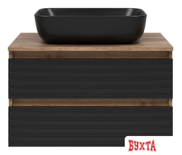 Мебель для ванных комнат Brevita Тумба под умывальник Dakota 70 DAK-09070-19/02-2Я (черный/темное дерево) 2