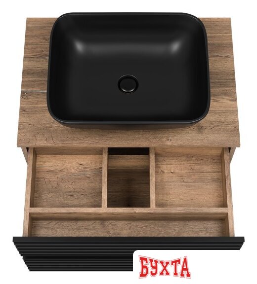 Мебель для ванных комнат Brevita Тумба под умывальник Dakota 70 DAK-09070-19/02-2Я (черный/темное дерево) 5