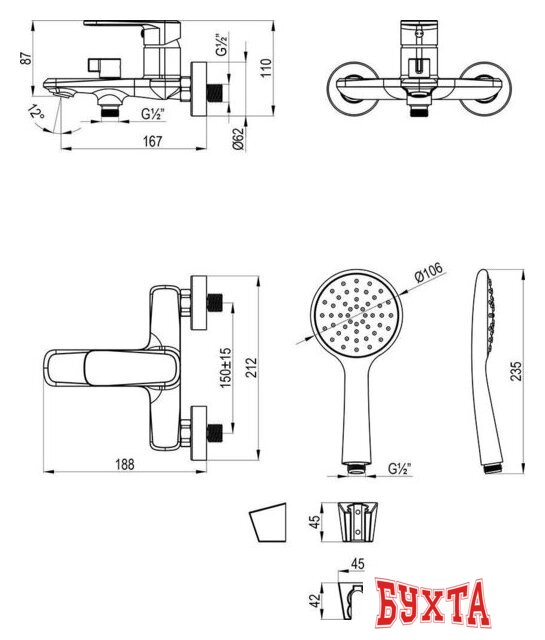 Смеситель Lemark LMF-1022B-C 4