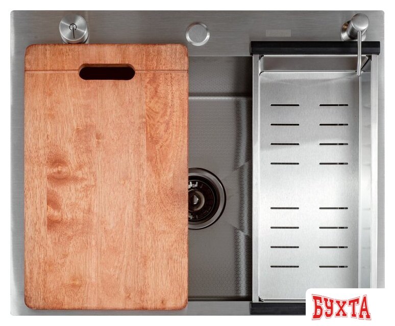 Кухонная мойка Futur FK 5050 Eco Embossing Pop-up Board plus (Satin)