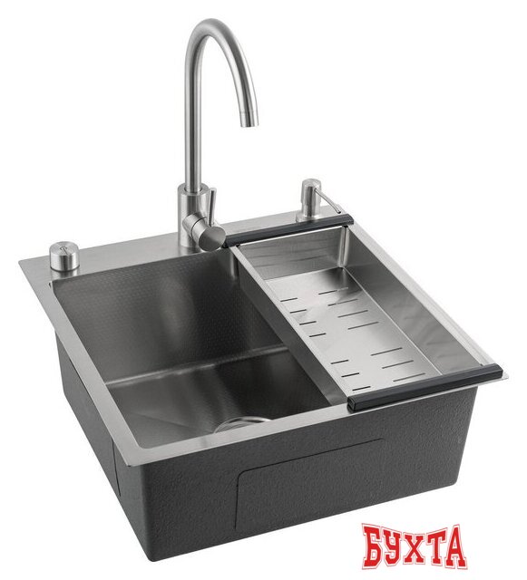 Кухонная мойка Futur FK 5050 Eco Embossing Pop-up Mixer plus (Satin) 1