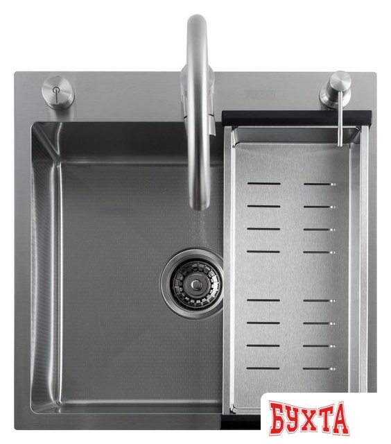 Кухонная мойка Futur FK 5050 Eco Embossing Pop-up Mixer plus (Satin) 2