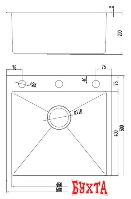 Кухонная мойка Futur FK 5050 Eco Embossing Pop-up Standart (Satin) 5