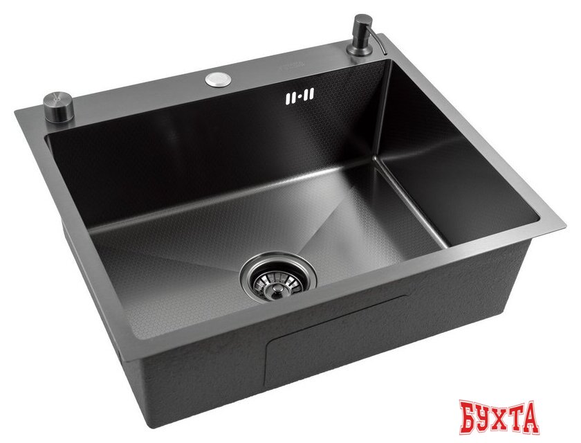 Кухонная мойка Futur FK 5550 Eco Embossing Pop-up Standart (Black Nano) 4