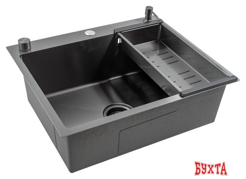 Кухонная мойка Futur FK 5550 Eco Embossing Pop-up Roll plus (Black Nano) 4