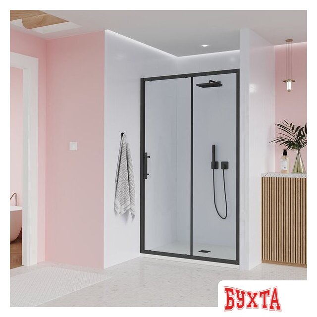 Душевая дверь Veconi E1 140x195 E1-B-140-01-C9 (стекло прозрачное/черный матовый) 3