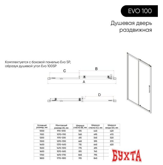 Душевая дверь Veconi E1 140x195 E1-B-140-01-C9 (стекло прозрачное/черный матовый) 4