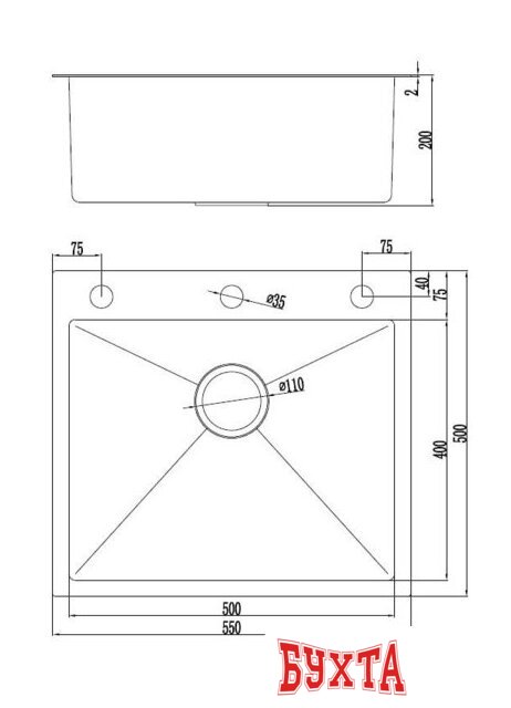Кухонная мойка Futur FK 6050 Eco Embossing Pop-up Econom (Satin) 3