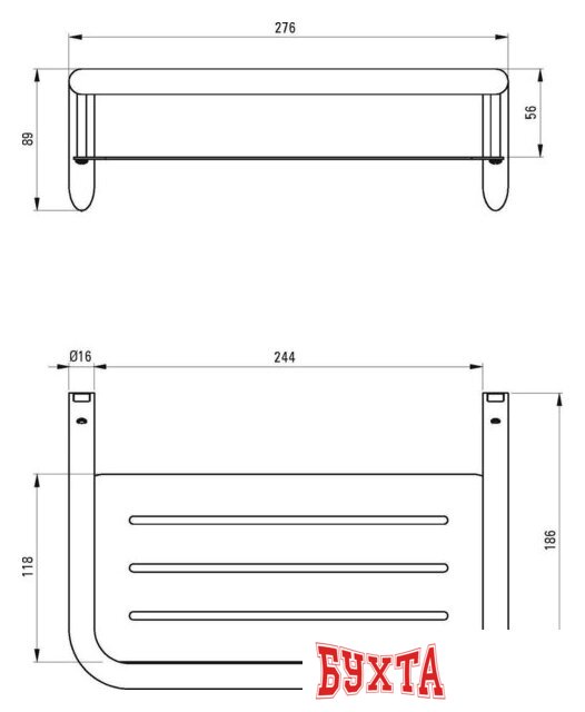 Мебель для ванных комнат Deante Полка для ванной Silia Steel ADI_F551 2