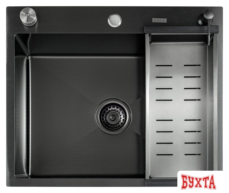 Кухонная мойка Futur FK 5050 Eco Embossing Pop-up (Black Nano) Mixer plus RAGLO R86.41.09 2