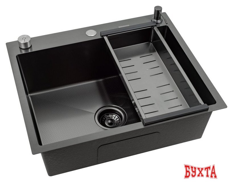 Кухонная мойка Futur FK 5050 Eco Embossing Pop-up (Black Nano) Mixer plus RAGLO R86.41.09 3