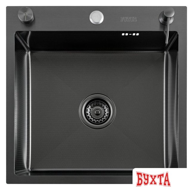 Кухонная мойка Futur FK 5050 Eco Embossing Pop-up Econom (Black Nano) 2
