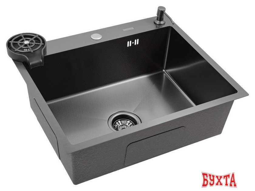 Кухонная мойка Futur FK 5050 Eco Embossing Pop-up Rinzer plus (Black Nano) 3