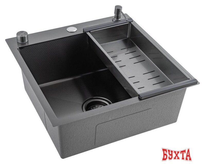Кухонная мойка Futur FK 5050 Eco Embossing Pop-up Roll plus (Black Nano) 4