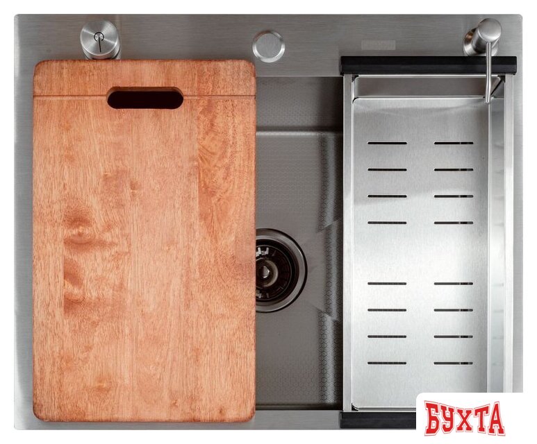 Кухонная мойка Futur FK 6050 Eco Embossing Pop-up Board plus (Satin)